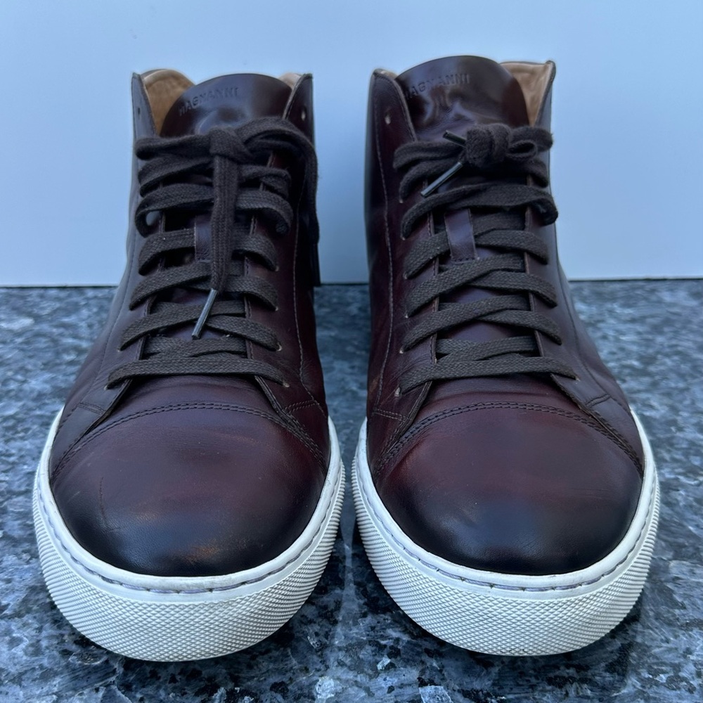 Magnanni Mid Top Red Leather Sneakers Men’s Size 13 M - Picture 2 of 12